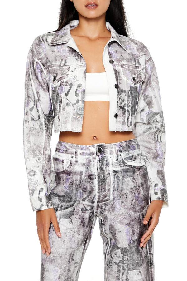 forever 21 Abstract Print Trucker Jacket