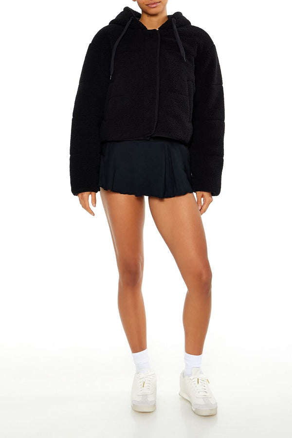 Forever 21 Active Hooded Faux Shearling Jacket