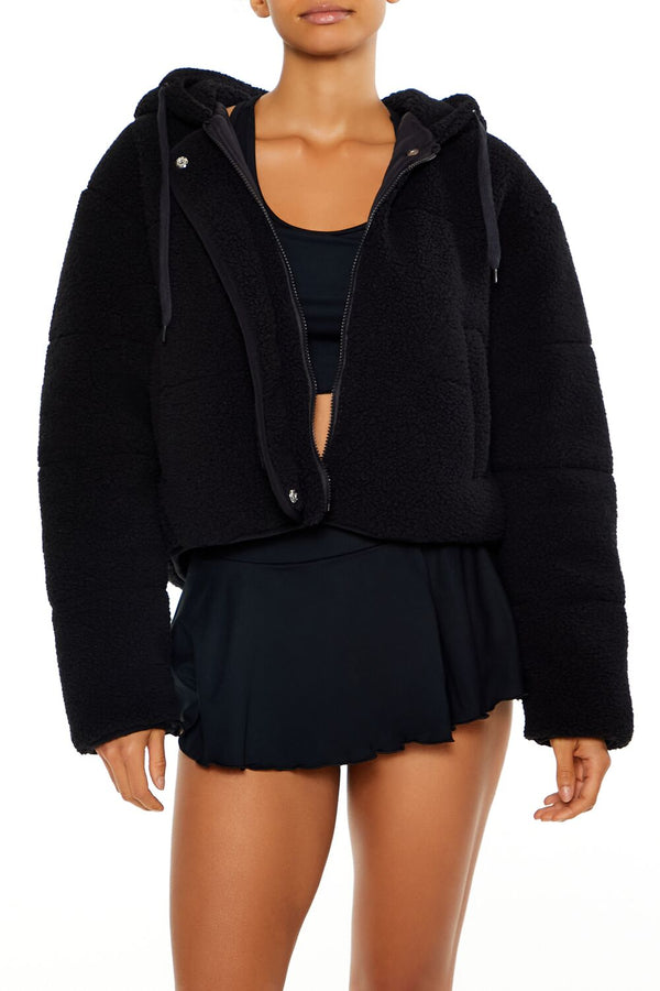 forever 21 Active Hooded Faux Shearling Jacket