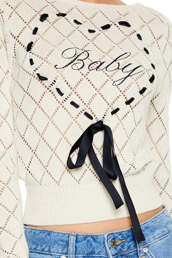 Forever 21 Baby Heart Bow Sweater