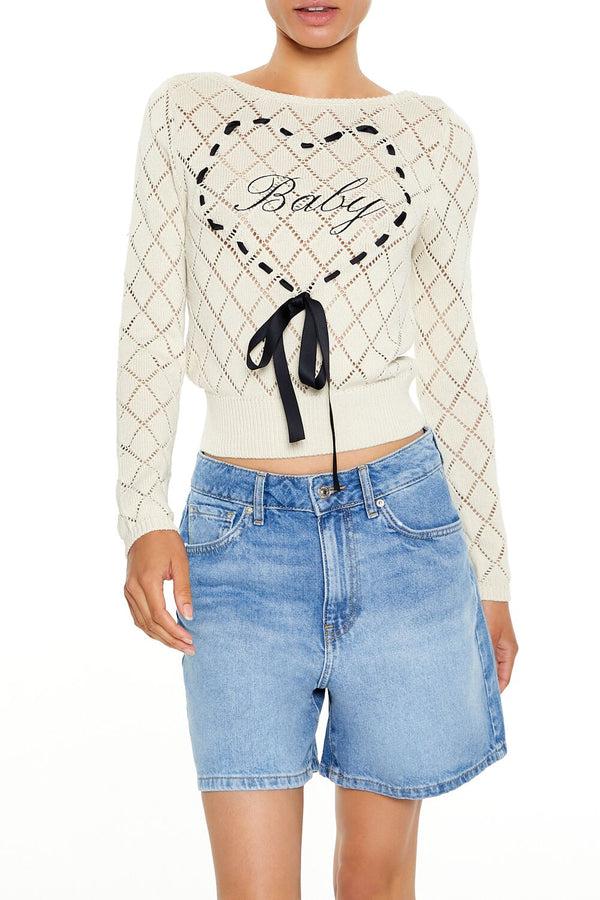 forever 21 Baby Heart Bow Sweater