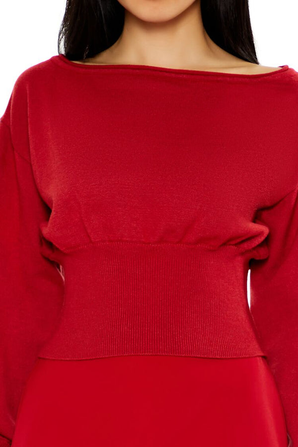 Forever 21 Balloon-Sleeve Cropped Sweater