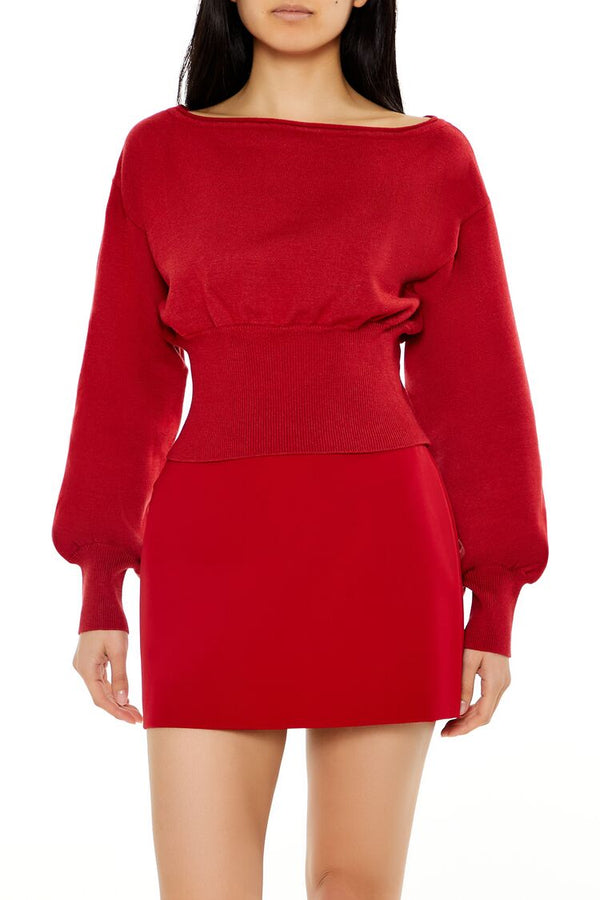 forever 21 Balloon-Sleeve Cropped Sweater