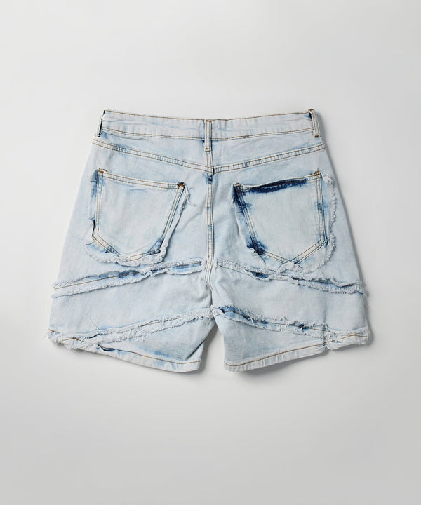 Forever 21 Bandit Frayed Denim Short - Light Blue