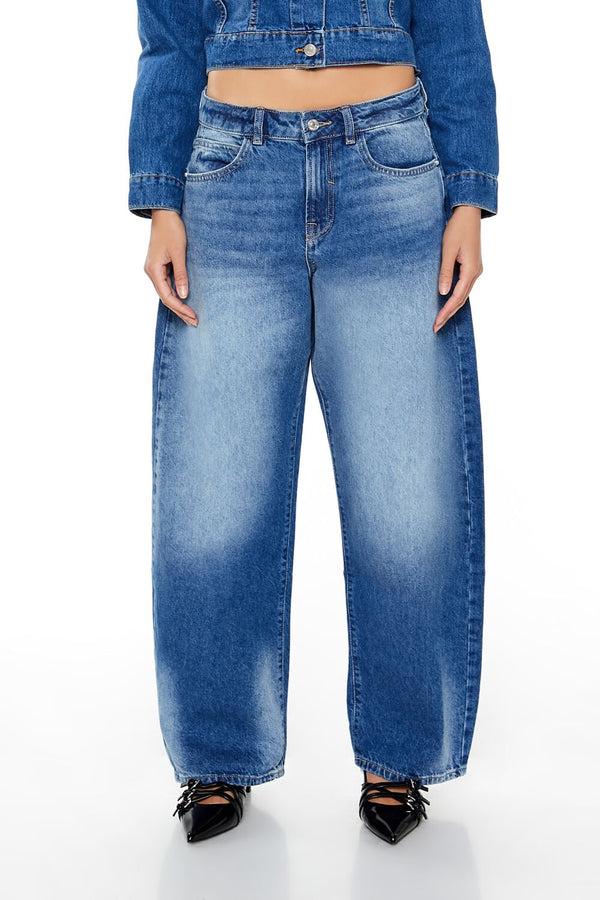 Forever 21 Barrel Mid-Rise Jeans