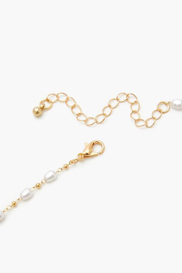 Forever 21 Beaded Faux Pearl Cross Necklace