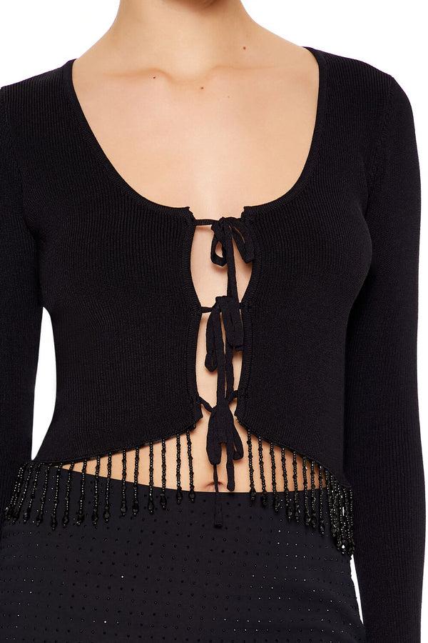 Forever 21 Beaded Fringe Cardigan Sweater