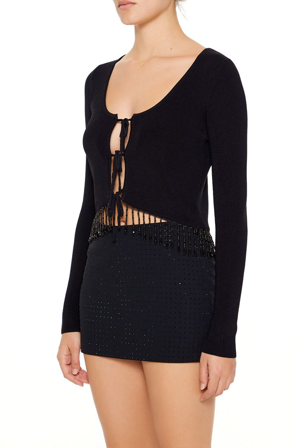 Forever 21 Beaded Fringe Cardigan Sweater
