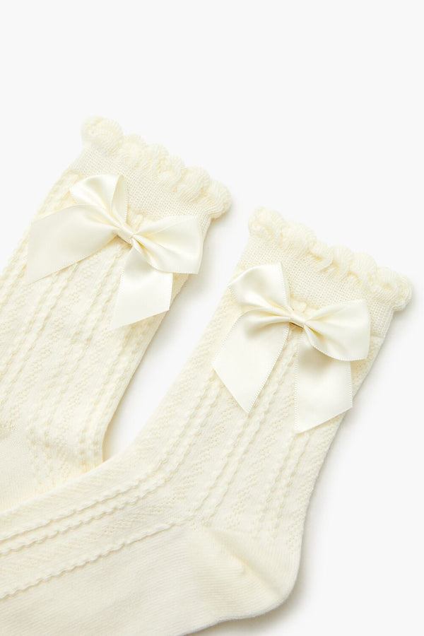 Forever 21 Bow Cable Knit Crew Socks