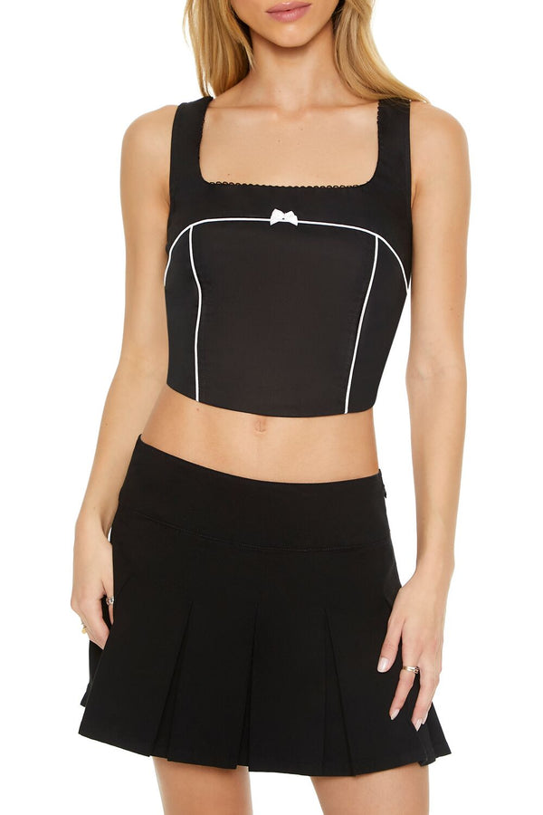 Forever 21 Bow Poplin Crop Top