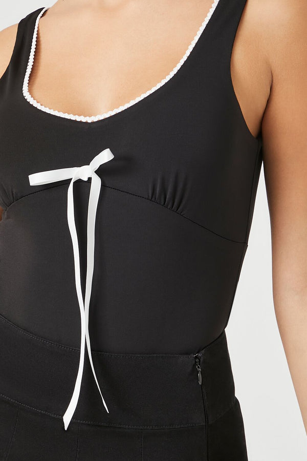Forever 21 Bow Ricrac-Trim Bodysuit