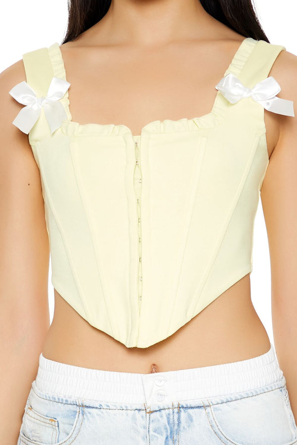 Forever 21 Bow Ruffle-Trim Corset Crop Top
