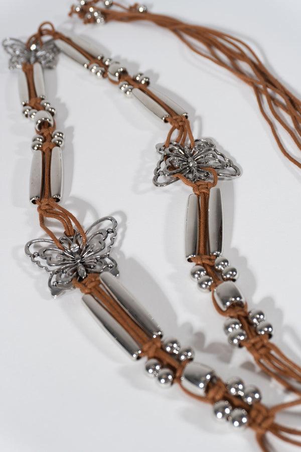 Forever 21 Braided Leather Butterfly Charm Belt