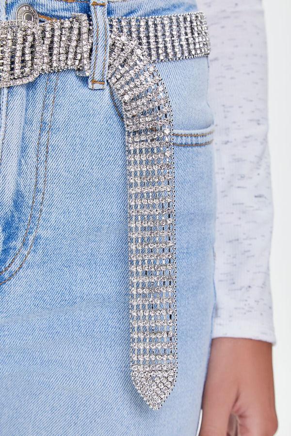 Forever 21 Buckled Rhinestone Hip Belt