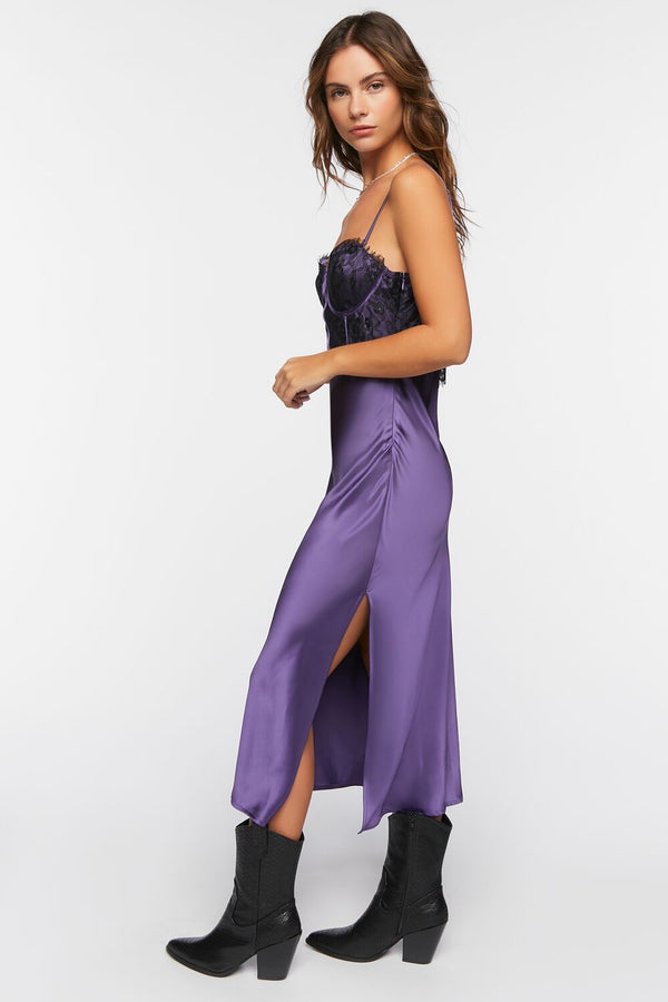 Forever 21 Bustier Satin Slip Midi Dress