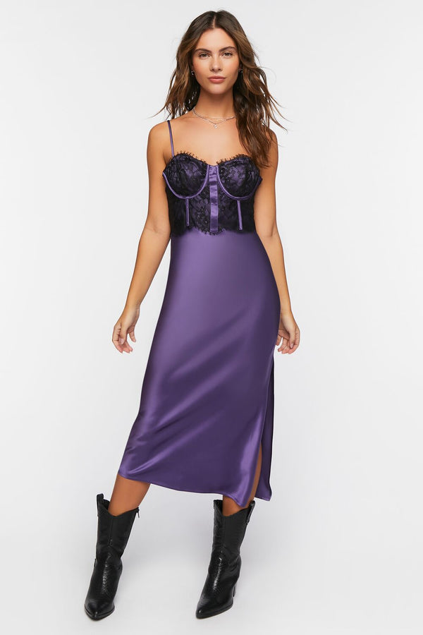 forever 21 Bustier Satin Slip Midi Dress
