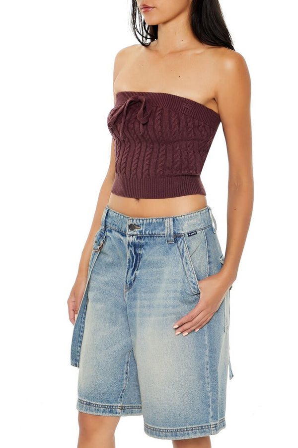 Forever 21 Cable Knit Cropped Tube Top