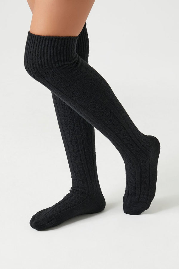 forever 21 Cable Knit Knee-High Socks