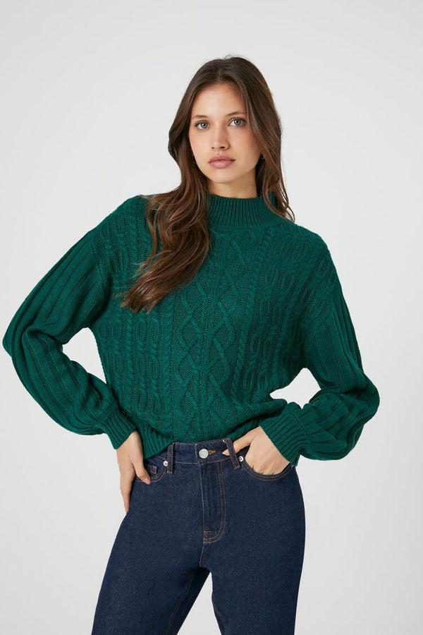 forever 21 Cable Knit Mock Neck Sweater