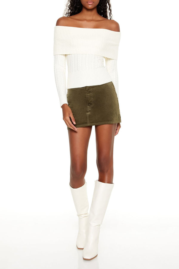 Forever 21 Cable Knit Off-the-Shoulder Sweater