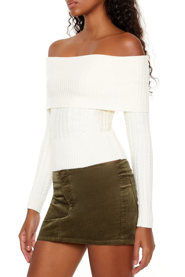 Forever 21 Cable Knit Off-the-Shoulder Sweater