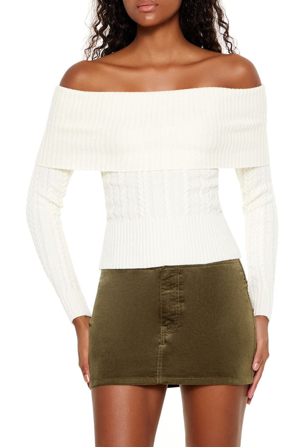 forever 21 Cable Knit Off-the-Shoulder Sweater