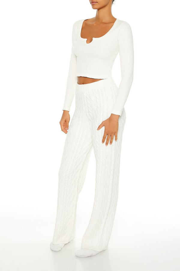 Forever 21 Cable Knit Wide-Leg Pajama Pants