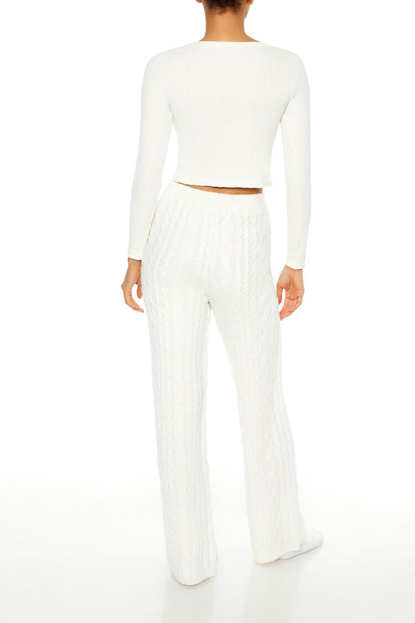 Forever 21 Cable Knit Wide-Leg Pajama Pants