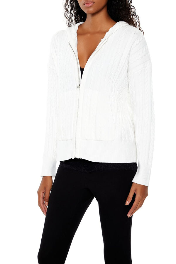 Forever 21 Cable Knit Zip-Up Hoodie