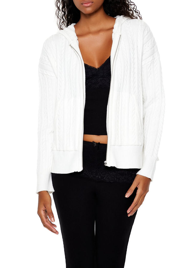 forever 21 Cable Knit Zip-Up Hoodie