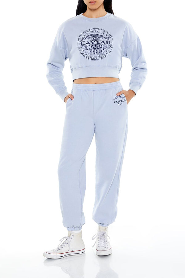 Forever 21 Caviar Graphic Cropped Pullover