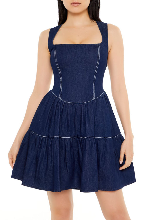 Forever 21 Chambray Fit & Flare Mini Dress