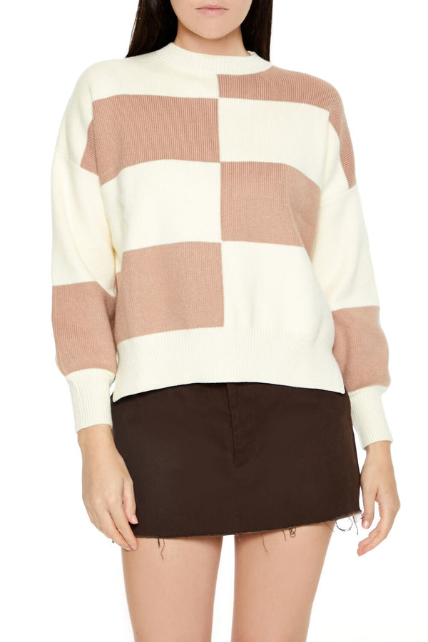 forever 21 Checkered Round-Neck Sweater