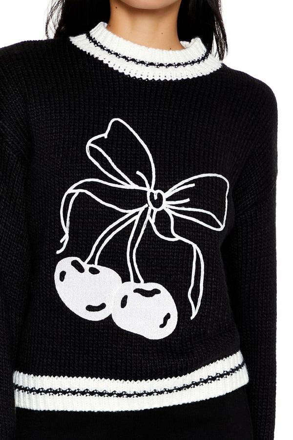 Forever 21 Cherry Bow Graphic Sweater