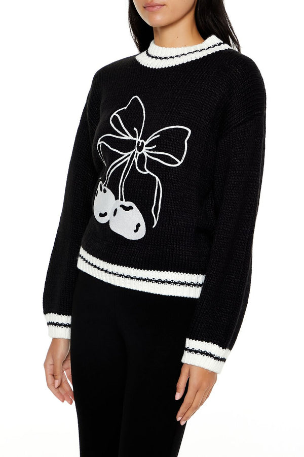 Forever 21 Cherry Bow Graphic Sweater