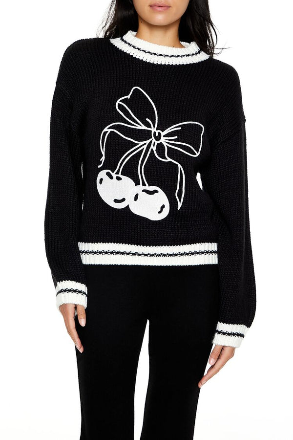 forever 21 Cherry Bow Graphic Sweater