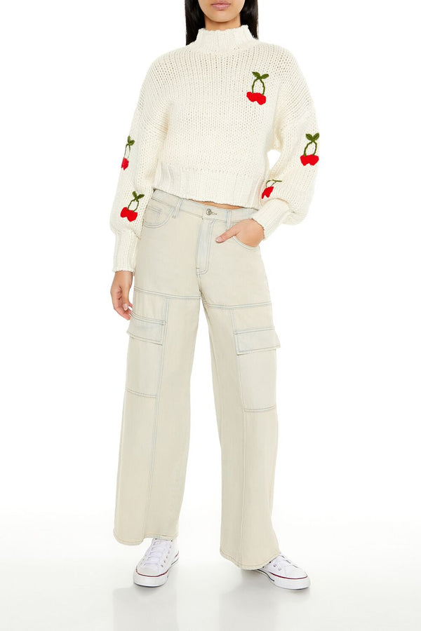 Forever 21 Cherry Mock Neck Sweater