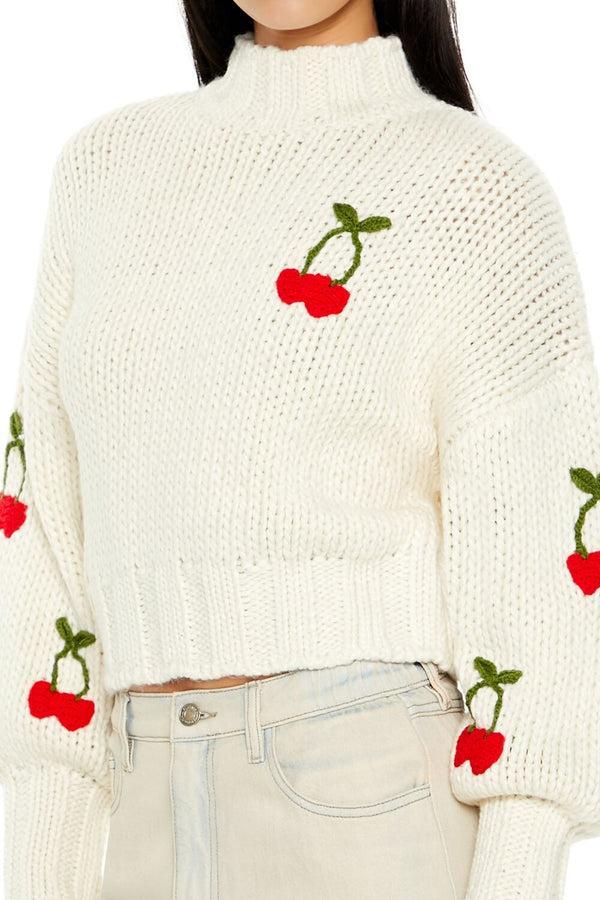 Forever 21 Cherry Mock Neck Sweater