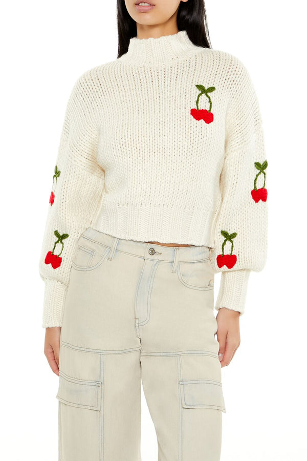 forever 21 Cherry Mock Neck Sweater