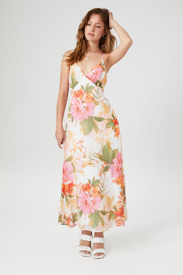 Forever 21 Chiffon Floral Print Midi Dress