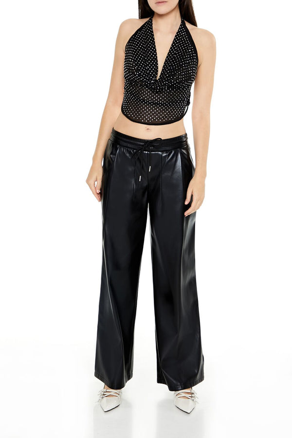 Forever 21 Chiffon Rhinestone Halter Top