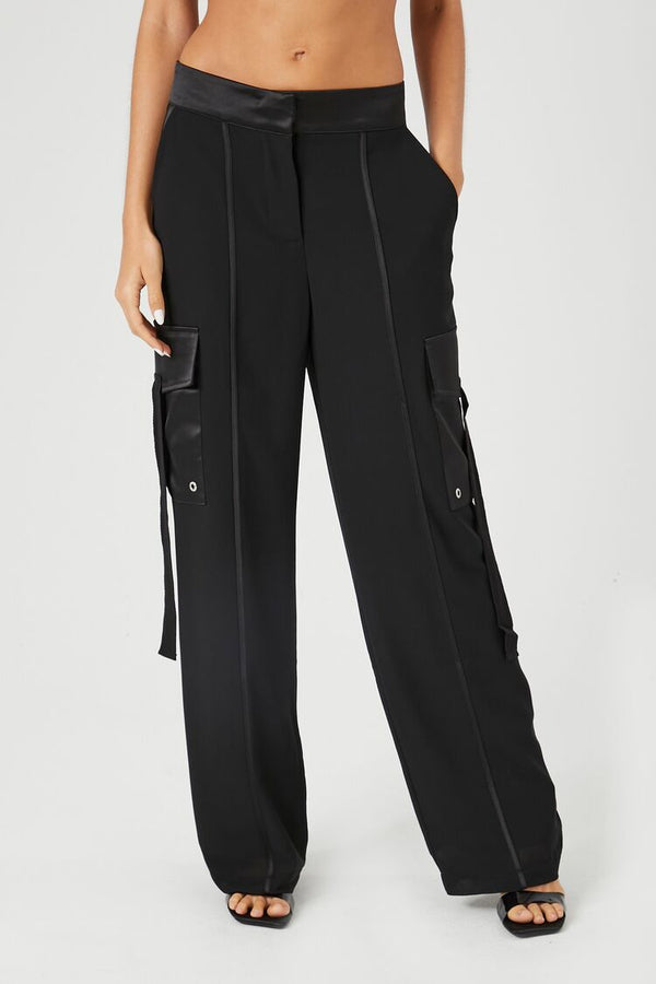 Forever 21 Chiffon Utility Cargo Wide-Leg Pants