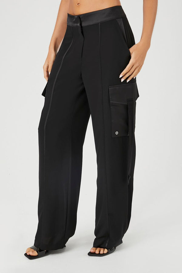 Forever 21 Chiffon Utility Cargo Wide-Leg Pants