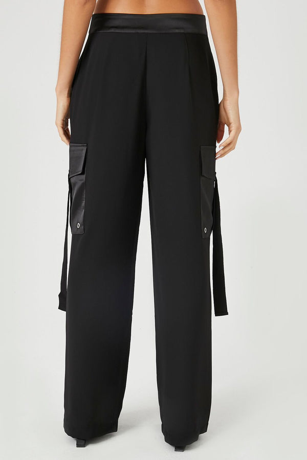 Forever 21 Chiffon Utility Cargo Wide-Leg Pants