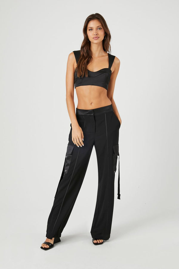 forever 21 Chiffon Utility Cargo Wide-Leg Pants