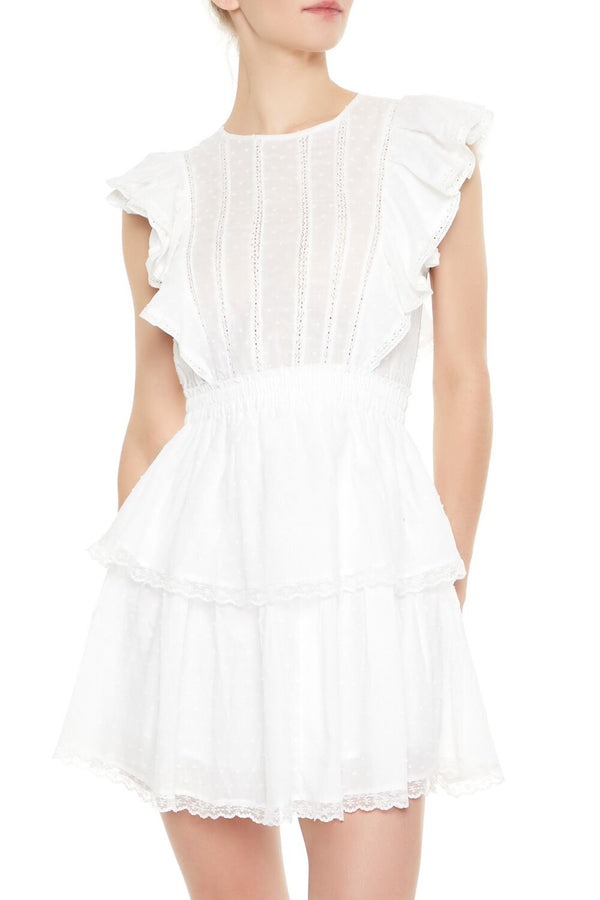 Forever 21 Clip Dot Lace Ruffled Mini Dress