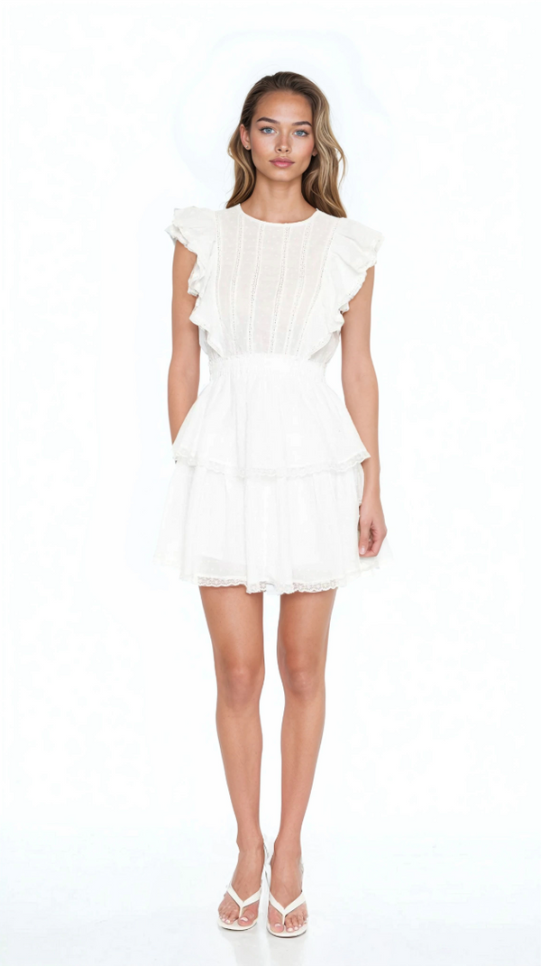 forever 21 Clip Dot Lace Ruffled Mini Dress