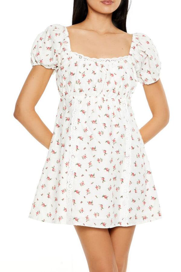 Forever 21 Clip Dot Rose Mini Babydoll Dress