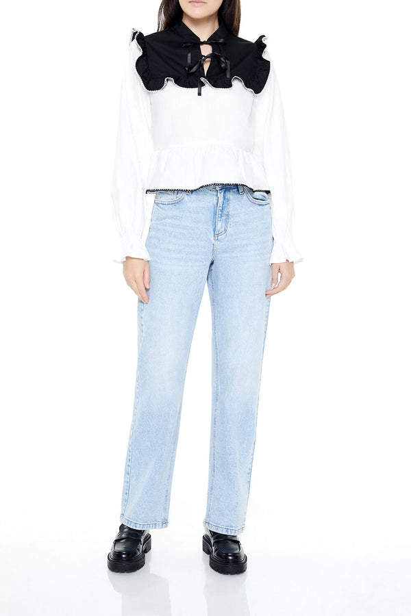 Forever 21 Colorblock Ruffle Peplum Top