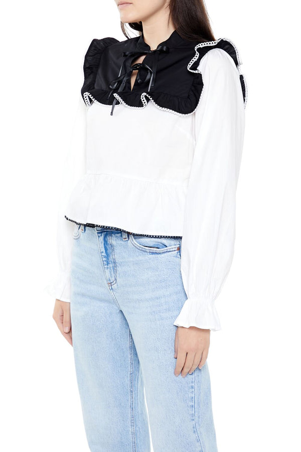 Forever 21 Colorblock Ruffle Peplum Top